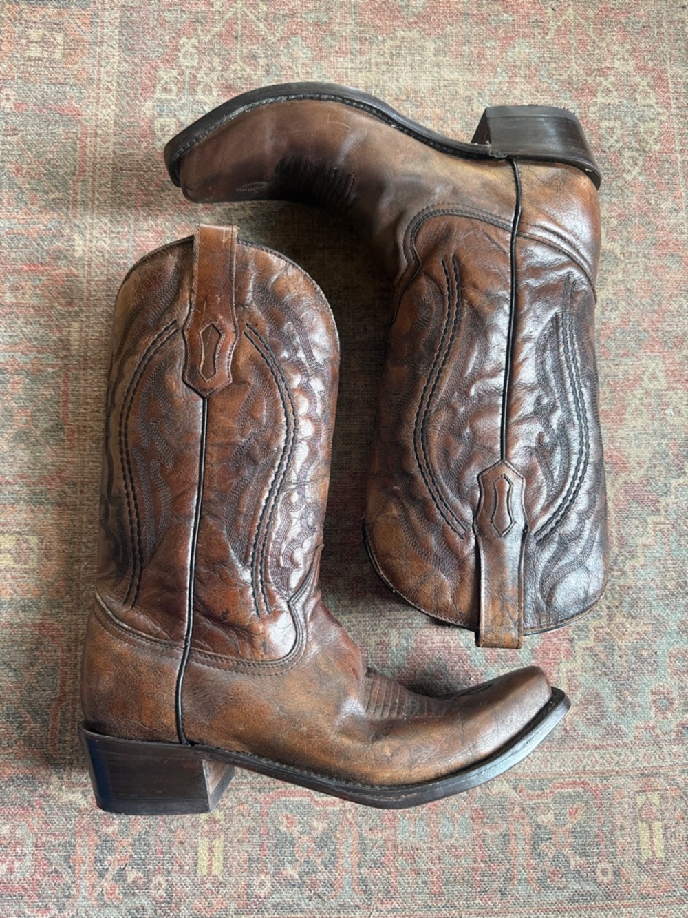 Corral Brown Leather Western Boots with Branded Heel
